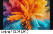 Colored powder explosion on gradient dark background. Freeze motion. Стоковое AI-видео, аниматор Ирина Ручушкина / Фотобанк Лори
