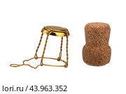 Musle wire stopper holder for sparkling wines, isolated on a white background. Стоковое фото, фотограф ~✿Eлена Челышева(Кочина)✿~ / Фотобанк Лори