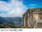 Pulpit Rock Preikestolen Beautiful Nature Norway. Стоковое фото, фотограф Андрей Армягов / Фотобанк Лори