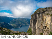 Pulpit Rock Preikestolen Beautiful Nature Norway. Стоковое фото, фотограф Андрей Армягов / Фотобанк Лори