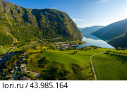 Aurlandsfjord Town Of Flam at dawn (2019 год). Стоковое фото, фотограф Андрей Армягов / Фотобанк Лори
