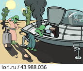 Происшествие в пути / travel troubles. Стоковая иллюстрация, иллюстратор Александр Паньков / Фотобанк Лори