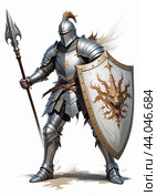 Knight with a spear. Стоковое AI-изображение, AI-художник RamA / Фотобанк Лори
