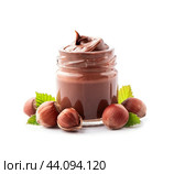 Chocolate paste with hazelnuts nuts. Стоковое фото, фотограф Волошина Мария Ивановна / Фотобанк Лори