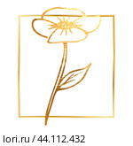 Golden branch, twig, flower,  floral ornament, frame. Стоковая иллюстрация, иллюстратор Наталия Бурма / Фотобанк Лори