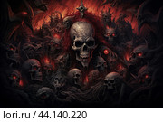 Gruesome Skull creepy blood demons. Generate Ai. Стоковое AI-изображение, AI-художник Иван Рябоконь / Фотобанк Лори