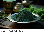 Powdery Spirulina powder. Generate Ai. Стоковое AI-изображение, AI-художник Иван Рябоконь / Фотобанк Лори