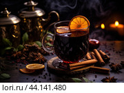 Intoxicating Mulled wine orange. Generate Ai. Стоковое AI-изображение, AI-художник Иван Рябоконь / Фотобанк Лори