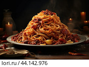 Robust Spaghetti Bolognese. Generate AI. Стоковое AI-изображение, AI-художник Иван Рябоконь / Фотобанк Лори