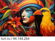 Toucan african woman. Generate Ai. Стоковое AI-изображение, AI-художник Иван Рябоконь / Фотобанк Лори