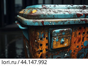 Dirty Trash bin closeup photo. Generate ai. Стоковое AI-изображение, AI-художник Иван Рябоконь / Фотобанк Лори