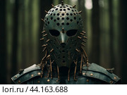 Inconspicuous Soldier mask forest camo. Generate Ai. Стоковое AI-изображение, AI-художник Иван Рябоконь / Фотобанк Лори