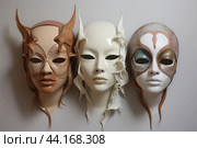 Hygienic Three colorful face mask. Generate Ai. Стоковое AI-изображение, AI-художник Иван Рябоконь / Фотобанк Лори