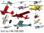 Gyroplanes and gliders isolated on white background. Стоковое фото, фотограф Яков Филимонов / Фотобанк Лори