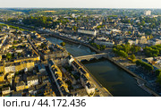 Aerial view of french city Laval, Mayenne. Стоковое фото, фотограф Яков Филимонов / Фотобанк Лори
