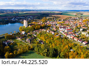 Panoramic view of old Plumlov castle. Стоковое фото, фотограф Яков Филимонов / Фотобанк Лори