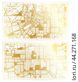 Beijing and Changchun China City Map Set. Стоковая иллюстрация, иллюстратор Игорь Сорокин / Фотобанк Лори