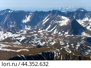 Glacier mountain peaks. Northern landscape. View from helicopter flight altitude. Стоковое фото, фотограф Евгений Ткачёв / Фотобанк Лори