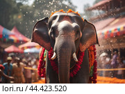 A beautiful elephant on parade. Стоковое AI-изображение, AI-художник Ирина Старикова / Фотобанк Лори
