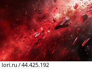 Cataclysmic Asteroid red cinematic explosion. Generate AI. Стоковое AI-изображение, AI-художник Иван Рябоконь / Фотобанк Лори