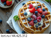 Fulfilling Bakes waffles morning. Generate Ai. Стоковое AI-изображение, AI-художник Иван Рябоконь / Фотобанк Лори