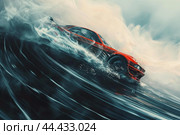 Dynamic sports car in highspeed motion blur. Стоковое AI-изображение, AI-художник Иван Рябоконь / Фотобанк Лори