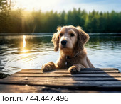 Labrador Retriever, a breed of dog. It was originally bred as a hunting gundog. Стоковое AI-изображение, AI-художник Сергей Елизарьев / Фотобанк Лори