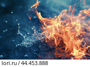 Elemental dance: fire meets water. Стоковое AI-изображение, AI-художник Иван Рябоконь / Фотобанк Лори