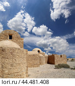 Quseir (Qasr) Amra desert castle (against the sky with clouds) near Amman, Jordan. World heritage with famous fresco's. (2016 год). Стоковое фото, фотограф Владимир Журавлев / Фотобанк Лори