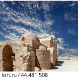 Quseir (Qasr) Amra desert castle (against the sky with clouds) near Amman, Jordan. World heritage with famous fresco's. (2016 год). Стоковое фото, фотограф Владимир Журавлев / Фотобанк Лори