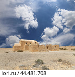 Quseir (Qasr) Amra desert castle (against the sky with clouds) near Amman, Jordan. World heritage with famous fresco's. (2016 год). Стоковое фото, фотограф Владимир Журавлев / Фотобанк Лори
