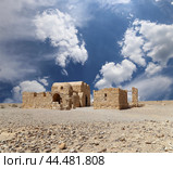 Quseir (Qasr) Amra desert castle (against the sky with clouds) near Amman, Jordan. World heritage with famous fresco's. (2016 год). Стоковое фото, фотограф Владимир Журавлев / Фотобанк Лори