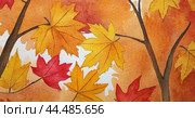 Осень. Акварель. Этюд сделанный учеником. Autumn. Watercolour. A sketch made by a student. Стоковое AI-изображение, AI-художник Гер Олег / Фотобанк Лори