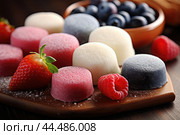 Fruit and Berry Japanese Mochi. Стоковое AI-изображение, AI-художник Veniamin Kraskov / Фотобанк Лори