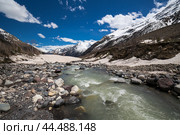 Panoramic view of Baksan river. Стоковое фото, фотограф Юлия Белоусова / Фотобанк Лори