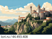 Illustration of San Marino city. Стоковое AI-изображение, AI-художник Veniamin Kraskov / Фотобанк Лори