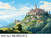 Illustration of San Marino city. Стоковое AI-изображение, AI-художник Veniamin Kraskov / Фотобанк Лори