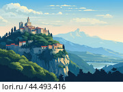 Illustration of San Marino city. Стоковое AI-изображение, AI-художник Veniamin Kraskov / Фотобанк Лори