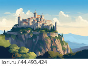 Illustration of San Marino city. Стоковое AI-изображение, AI-художник Veniamin Kraskov / Фотобанк Лори