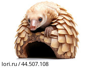 Tree pangolin on a white backround. Стоковое AI-изображение, AI-художник Veniamin Kraskov / Фотобанк Лори