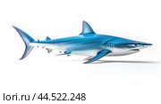 Blue shark (Prionace glauca) on white background. Стоковое AI-изображение, AI-художник Veniamin Kraskov / Фотобанк Лори
