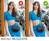 Common mistakes in female posing and how to avoid them. Photo poses. Стоковое фото, фотограф Андрей Аркуша / Фотобанк Лори