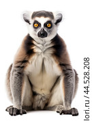 Lemur Catta on white background. Стоковое AI-изображение, AI-художник Veniamin Kraskov / Фотобанк Лори
