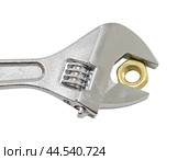 Разводной гаечный ключ на белом фоне. An adjustable wrench on a white background. Стоковое фото, фотограф Татьяна Д / Фотобанк Лори