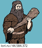 Пещерный человек с деревянной дубиной / caveman with wooden club. Стоковая иллюстрация, иллюстратор Александр Паньков / Фотобанк Лори