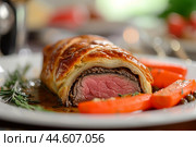 Indulgent Beef wellington dish. Generate Ai. Стоковое AI-изображение, AI-художник Иван Рябоконь / Фотобанк Лори