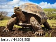 Galapagos Giant Tortoise in the wild. Стоковое AI-изображение, AI-художник Veniamin Kraskov / Фотобанк Лори