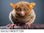 Philippine tarsier Carlito syrichta on black background. Стоковое AI-изображение, AI-художник Veniamin Kraskov / Фотобанк Лори