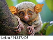 Philippine tarsier Carlito syrichta. Стоковое AI-изображение, AI-художник Veniamin Kraskov / Фотобанк Лори