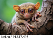 Philippine tarsier Carlito syrichta. Стоковое AI-изображение, AI-художник Veniamin Kraskov / Фотобанк Лори